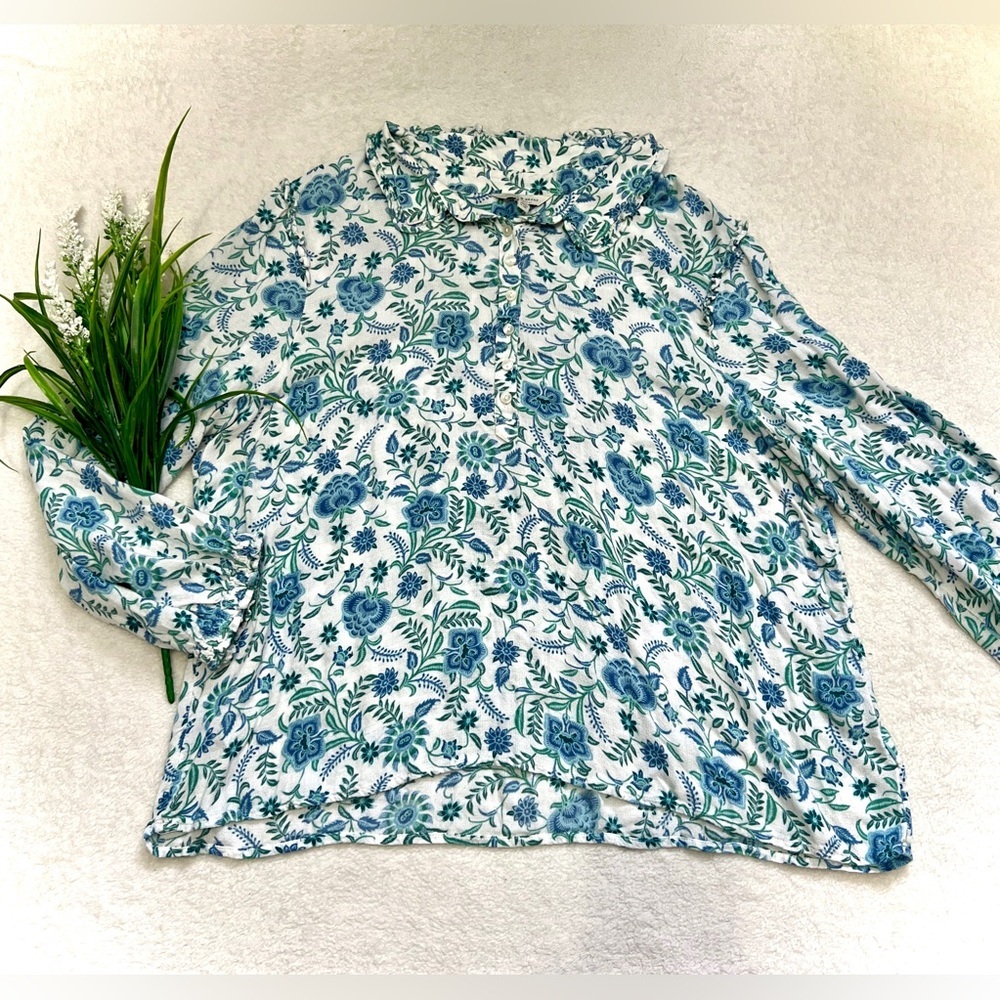 Lucky Brand Floral Boho Button Blouse - Size XL